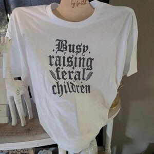 Gildan White Short Sleeve Tee with Black Print